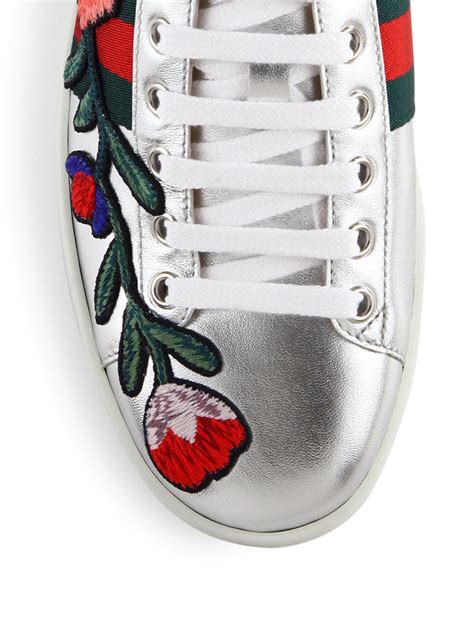 gucci floral sneakers replica|gucci ace embellished leather sneakers.